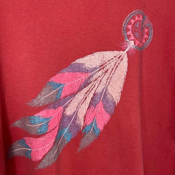 Vintage Feather Print Single Stitch Short Sleeve Tee - Picture 2 of 6